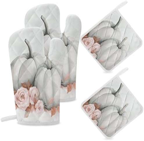 Fall-Themed Oven Mitts Pot Holders Set by NexmeiliTe