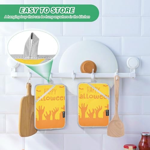 ScaTY Haunted Halloween Creepy Pumpkin Handle Pot Holder Set for Oven Protection