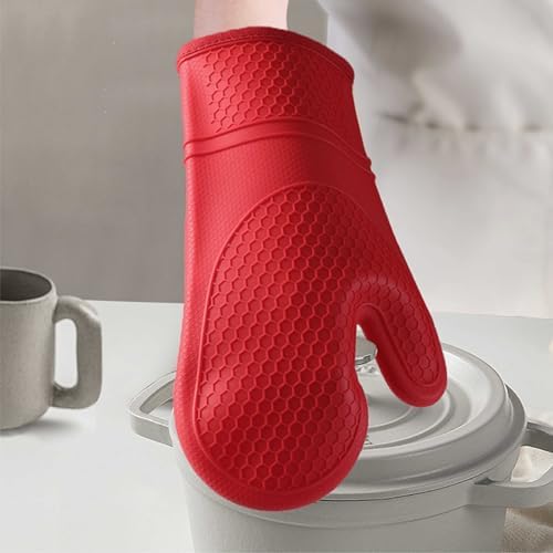 Set of 2 Silicone Oven Mitts with Waterproof and Non-Slip Design