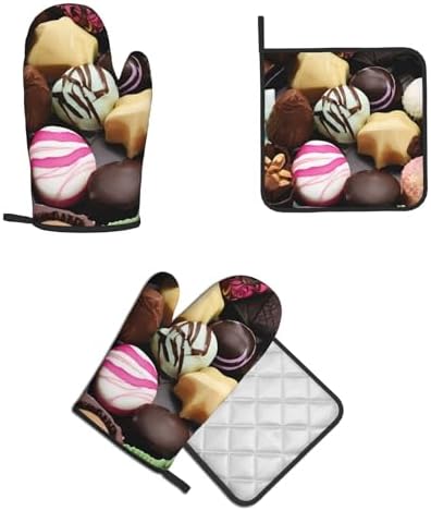 Quopvn Chocolate Printed Oven Mitts and Pot Holders Set