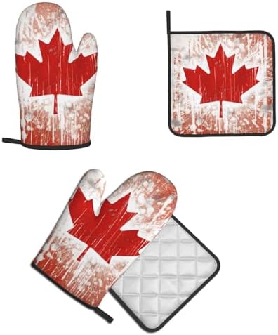 Canada Flag Oven Mitts Pot Holders Set