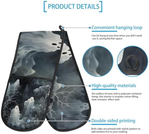 Halloween Abstract Ghosts Oven Mitt Padded Heat-Resistant Kitchen Tool