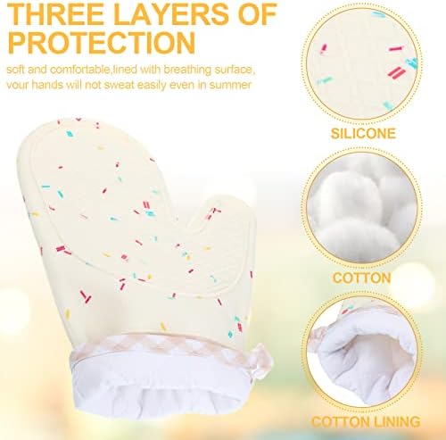 2-Piece Silicone Oven Mitts Waterproof Heat Resistant 500