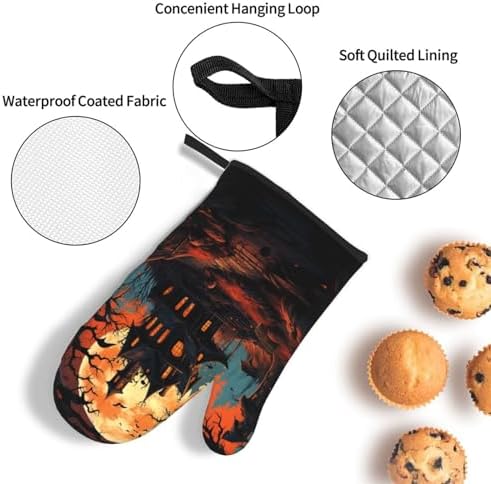 Halloween Castle Oven mitts set