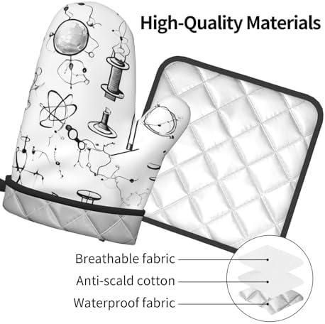 Quopvn Chemistry Print Oven Mitts and Pot Holders 2pcs Set