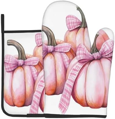Halloween Treat Heat-Resistant Oven Mitts Set for Baking BBQ