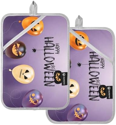 OURVII 2Pcs Halloween Balloons Pot Holders Non-Slip with Pockets