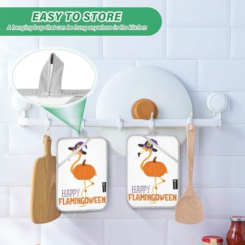 Flamingo Halloween Potholders Set