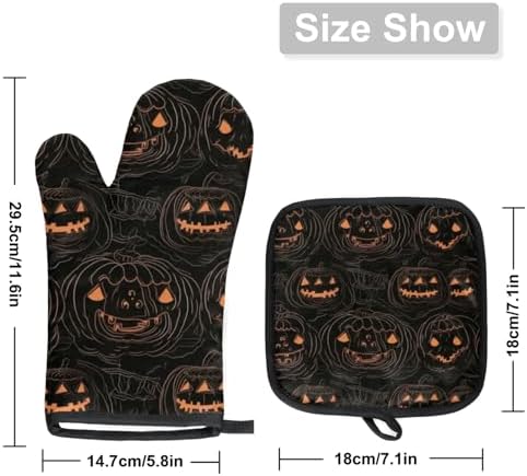 Scary Halloween Pumpkin Oven Mitt Set