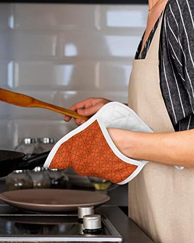 Halloween Geometric Potholders Set of 5 with Hook Heat-Resistant Kitchen Pots Dishes