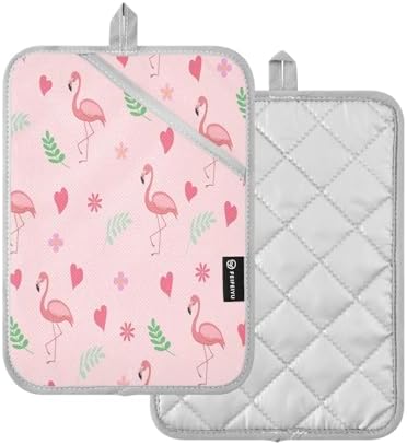 Bright Pink Flamingo Potholders Heat-Resistant Oven Mitts for Cooking Baking