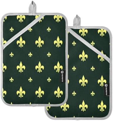 Kcldeci Fleur-de-lis Royal 2Pack Heat Resistant Oven Mitts