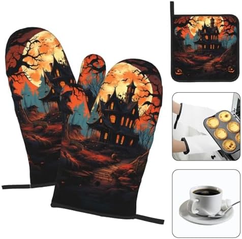 Halloween Castle Oven mitts set