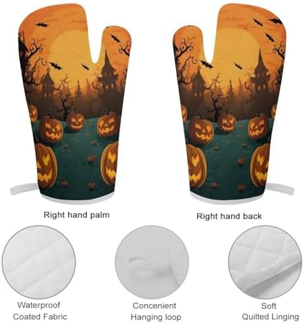 Halloween Orange Oven Mitts Pot Pads Set