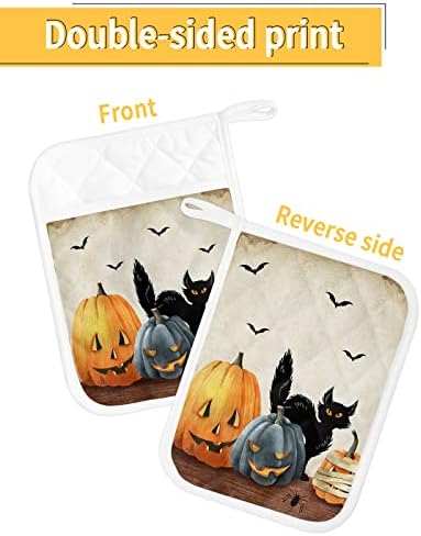 Black Cat Halloween Pot Holders Set of 5