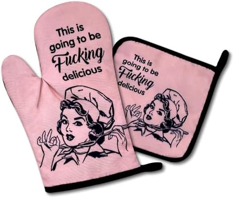 Funny Oven Mitts and Pot Holders Set of 2
