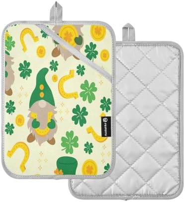 Kcldeci Clover Leaf Lucky Green Oven Mitts 2Pack
