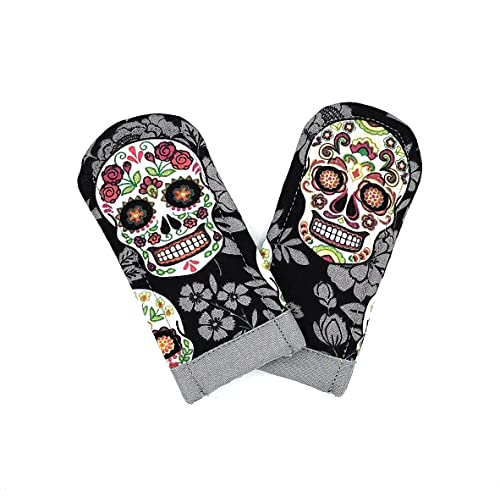 Da de Muerto Pot Holder Pair Cast Iron Pots Skillets Handle Mitts
