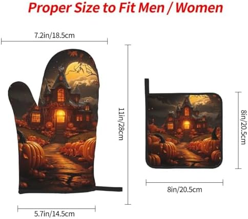 Pumpkin Halloween Oven Mitts Set of 3 for Cooking Baking