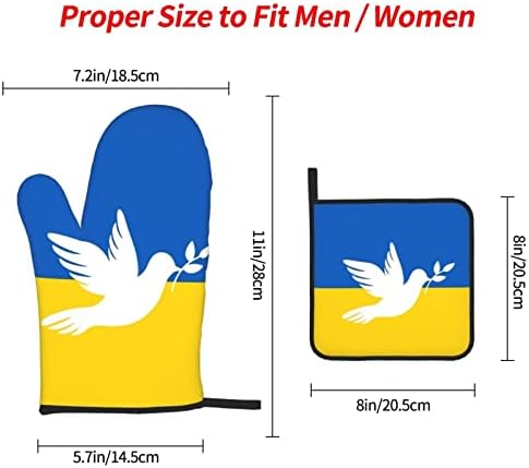 Dove Ukraine Flag Oven Mitts and Pot Holders Set