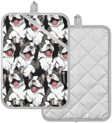 Dalzium Funny Boston Terrier Potholder Set of 2