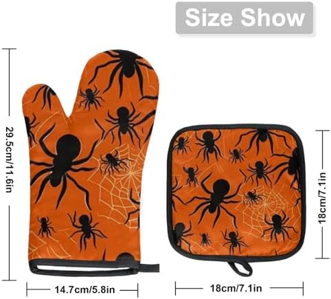 Halloween Spiders Web Oven Mitts and Pot Holder Set of 2