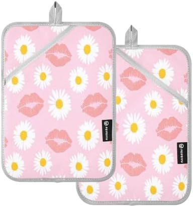 KCldeci Chamomile Heat-Resistant Potholders Set of 2