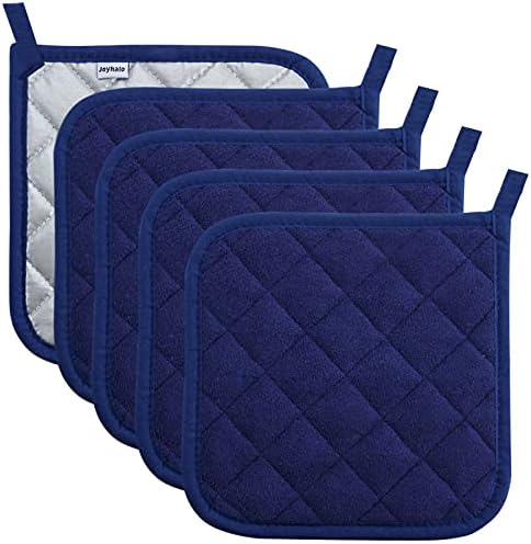 Joy Halo - Potholders Clearance - Heat-Resistant Kitchen Pots - Dark Blue Set of 5