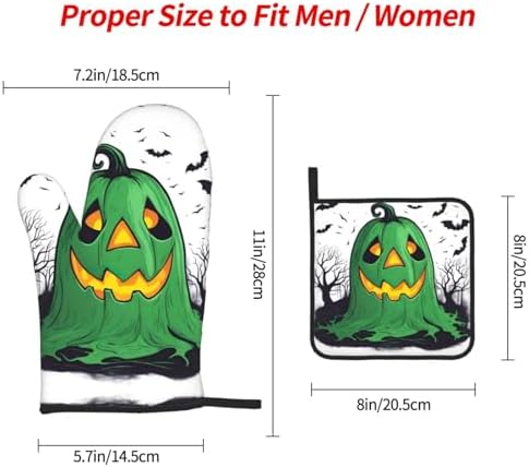 Thermal Oven Mitts for Halloween Heat-Resistant Kitchen Pots Grills