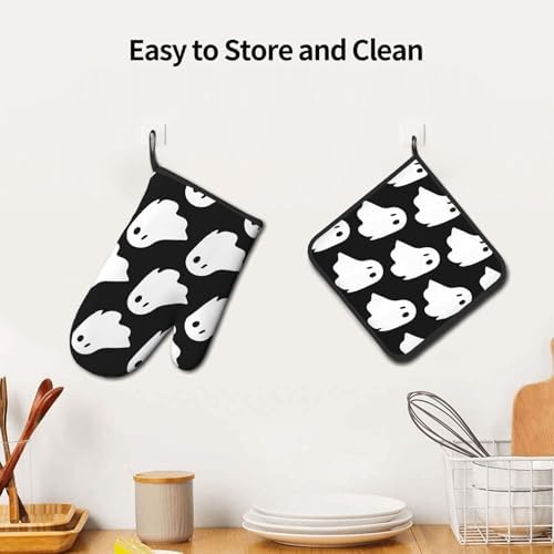 Cute Halloween Oven Mitts Pot Holders Set of 2 Heat-Resistant Kitchen Gloves