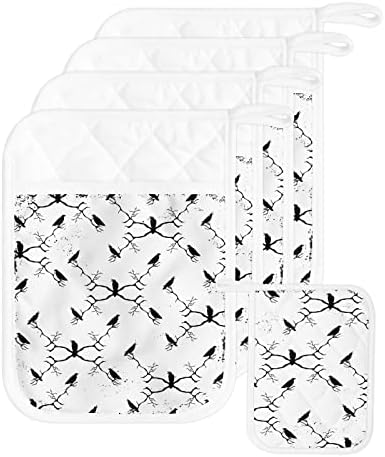 Halloween Heat-Resistant Potholders Set of 5 - Oven Mitts for Kitchen Use