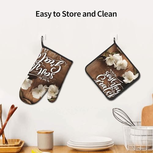 Quopvn Inspirational Quotes Oven Mitts and Pot Holders Set of 2