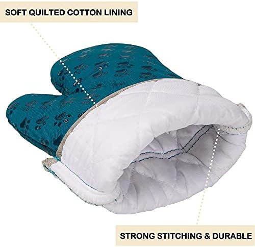 KOOKIM Cat Themed Oven Mitts Set of 2 - Teal