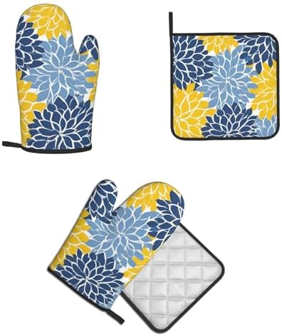 Dahlia Pinnata Oven Mitt Pot Holder Set