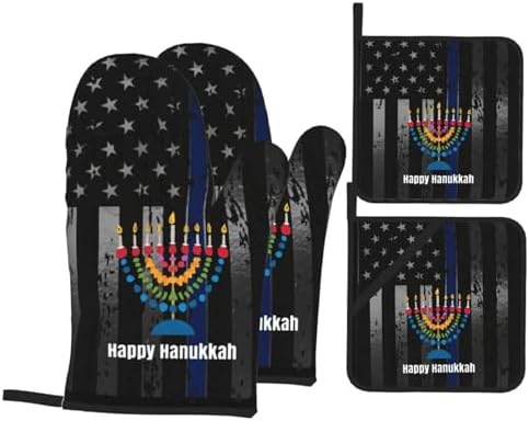 Happy Hanukkah Premium Oven Mitts Set Best