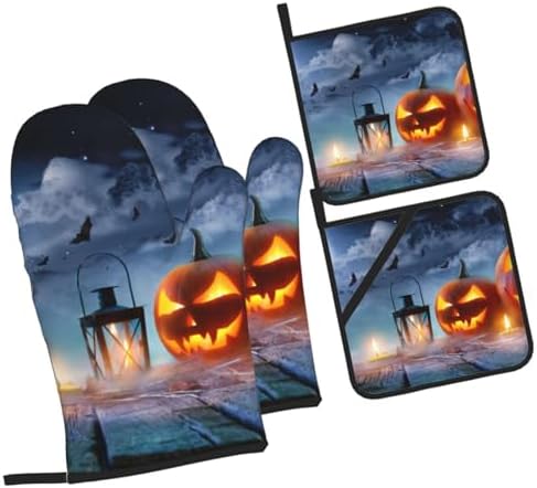Spooktacular Halloween Oven Mitts Set for Safe Cooking Baking