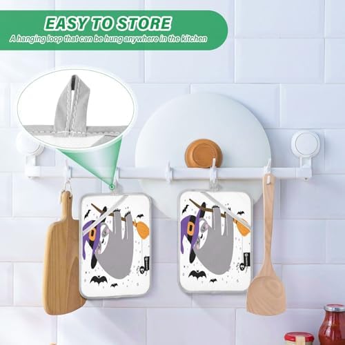 Halloween Sloth Potholder Set with Pockets 2 Pack
