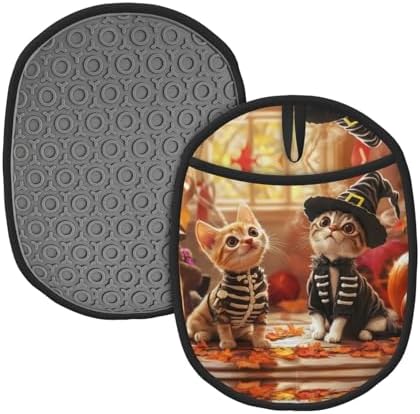 VOSERY Halloween Cat Dog Oven Mitts with Pocket