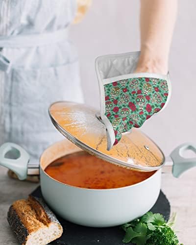 Hilarious 5-Pack Pot Holders with Sugar Skulls for Kitchen Fun