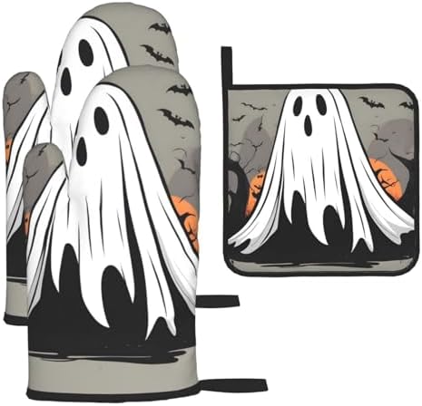 Halloween-Themed Durable Oven Mitts Set