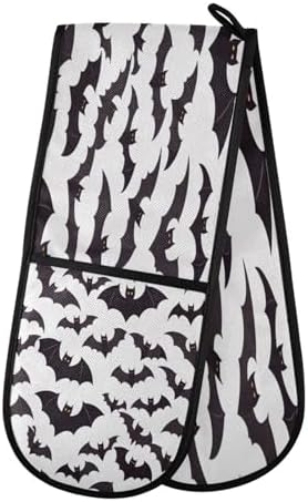 Quteprint Halloween Black Bats Oven Mitts 7 x 35