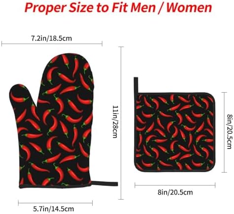 Red Hot Chilli Peppers Hand Underestimate Proof Oven Mitts Set of 4