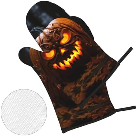 Halloween Spooktacular Pumpkin Print Oven Mitts Pot Holders Set