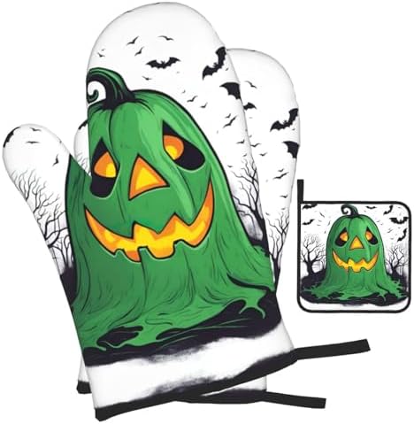 Thermal Oven Mitts for Halloween Heat-Resistant Kitchen Pots Grills