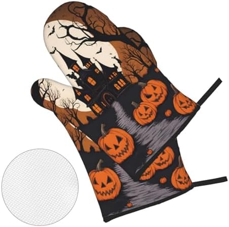 Gothic Halloween Oven Mitts Pot Holders Set 4 Piece Gift for Baking