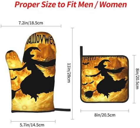 Halloween Thermal Oven Mitts Set 4-Piece with Potholders