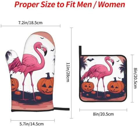 YYHHAOFA Halloween Flamingo Kitchen Baking Four-Piece Set