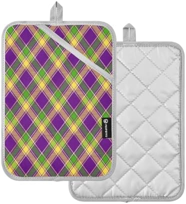 Mardi Gras Plaid Pot Holder 2-Pack
