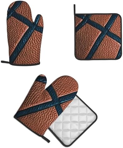 Basketball-Powered Oven Mitts Pot Holders Set