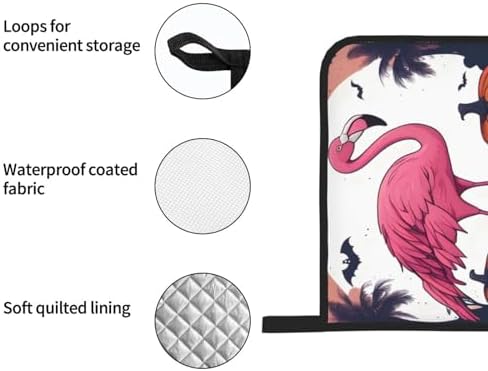 YYHHAOFA Halloween Flamingo Kitchen Baking Four-Piece Set